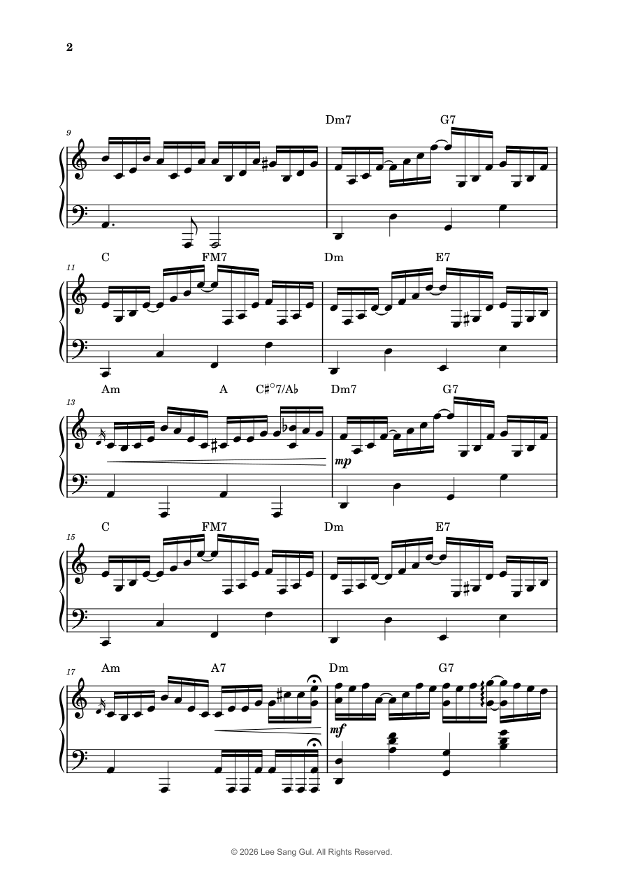 Prelude No. 1 연주용 악보 2쪽